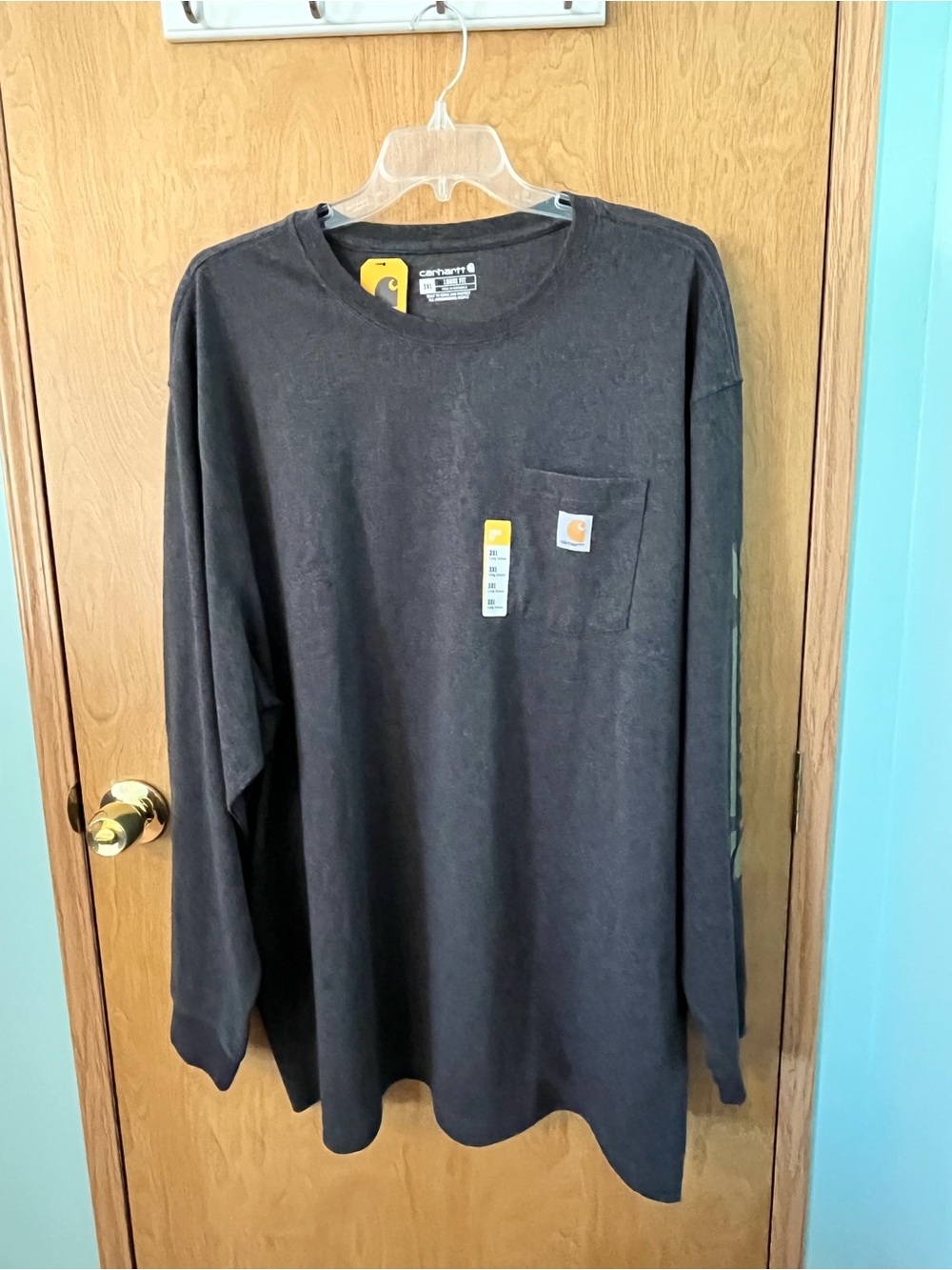 Carhartt Charcoal Gray Long Sleeve Loose Fit / Logo Pocket Tee Size 3XL NWT